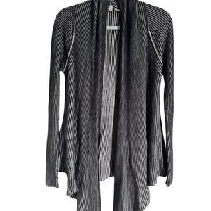 Anthropologie MOTH grey ribbed waterfall cardigan small sweater cotton